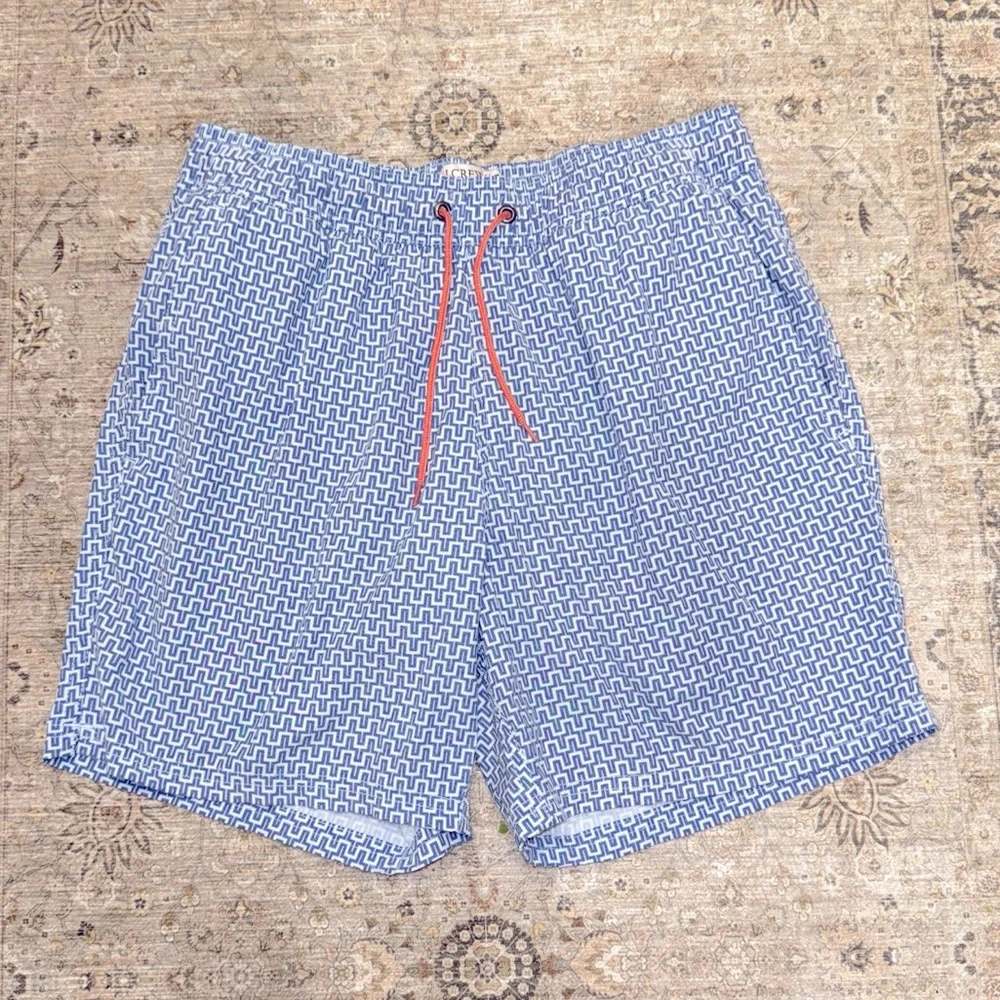 J.CREW Flax Swimwear 6”printed swim trunk Sz Small